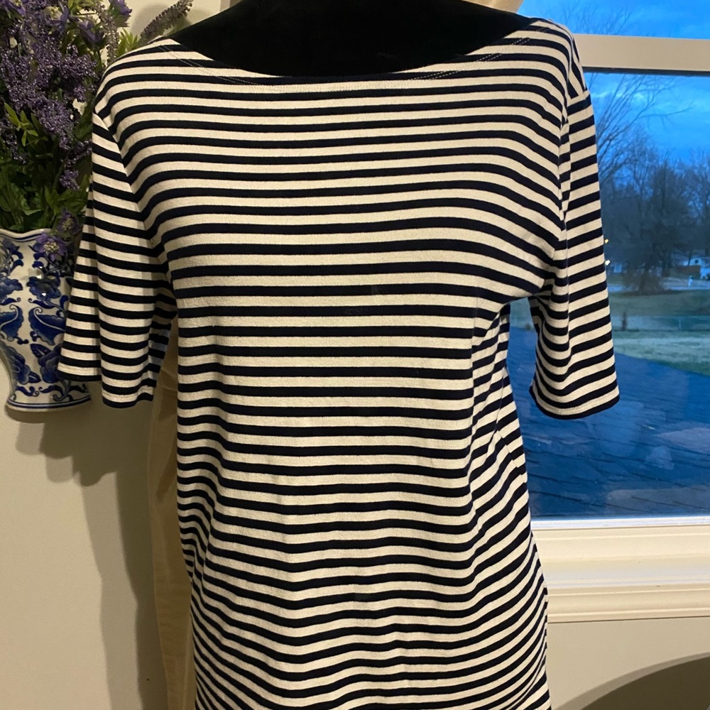 Navy Blue and White striped top